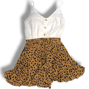 Women's AKIRA Tan White Leopard Print Romper Size M
